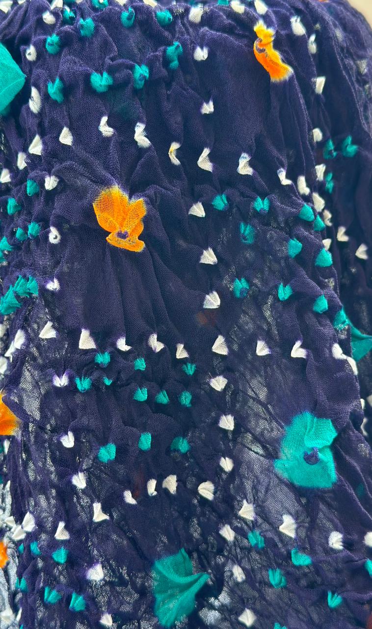 Blue Hand-Knotted Chunri Dupatta