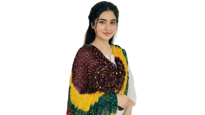 Brown Hand-Knotted Chunri Dupatta